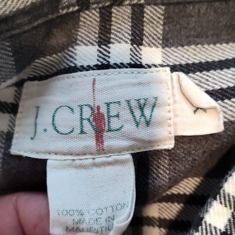 J.Crew Oarsman Mens XL BlackWhite Plaid Flannel ButtonDown Shirt Cotton Long Slv - Picture 3 of 5